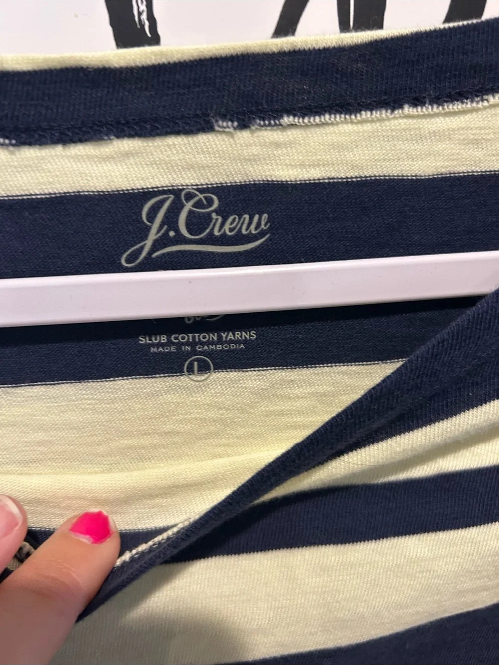 J. Crew Navy and Cream Striped Long-Sleeve Tee
